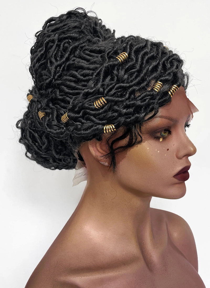 Arcane Mel Medarda Black Dreadlocks Braided Lace Front Synthetic Wig LF2176