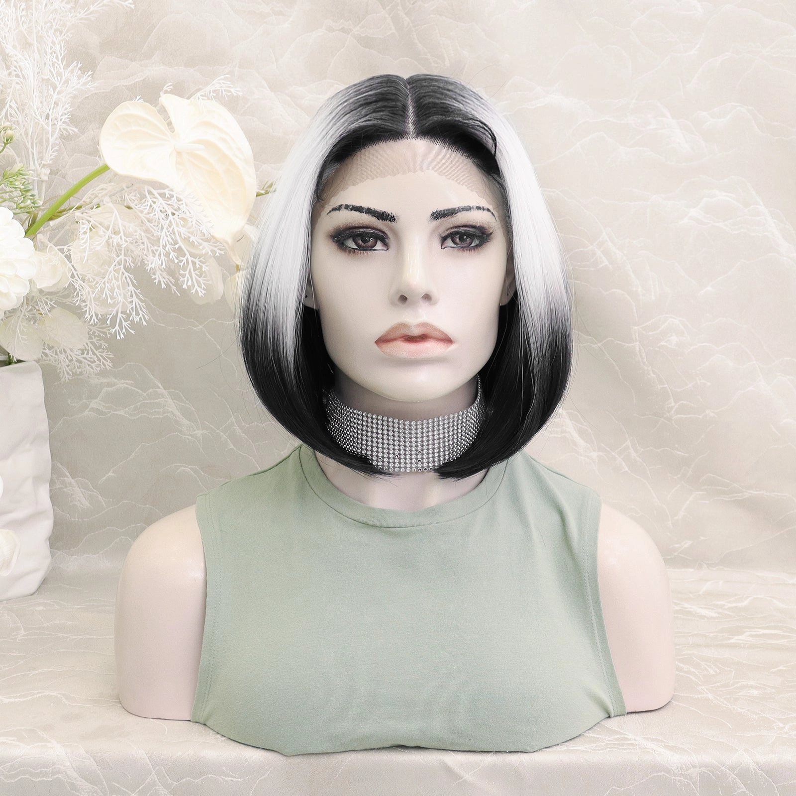 Brenda Collection-Debbie&Diva T-part pre-pluck glue less 10inches lace front wigs dip dyed with bob hair style