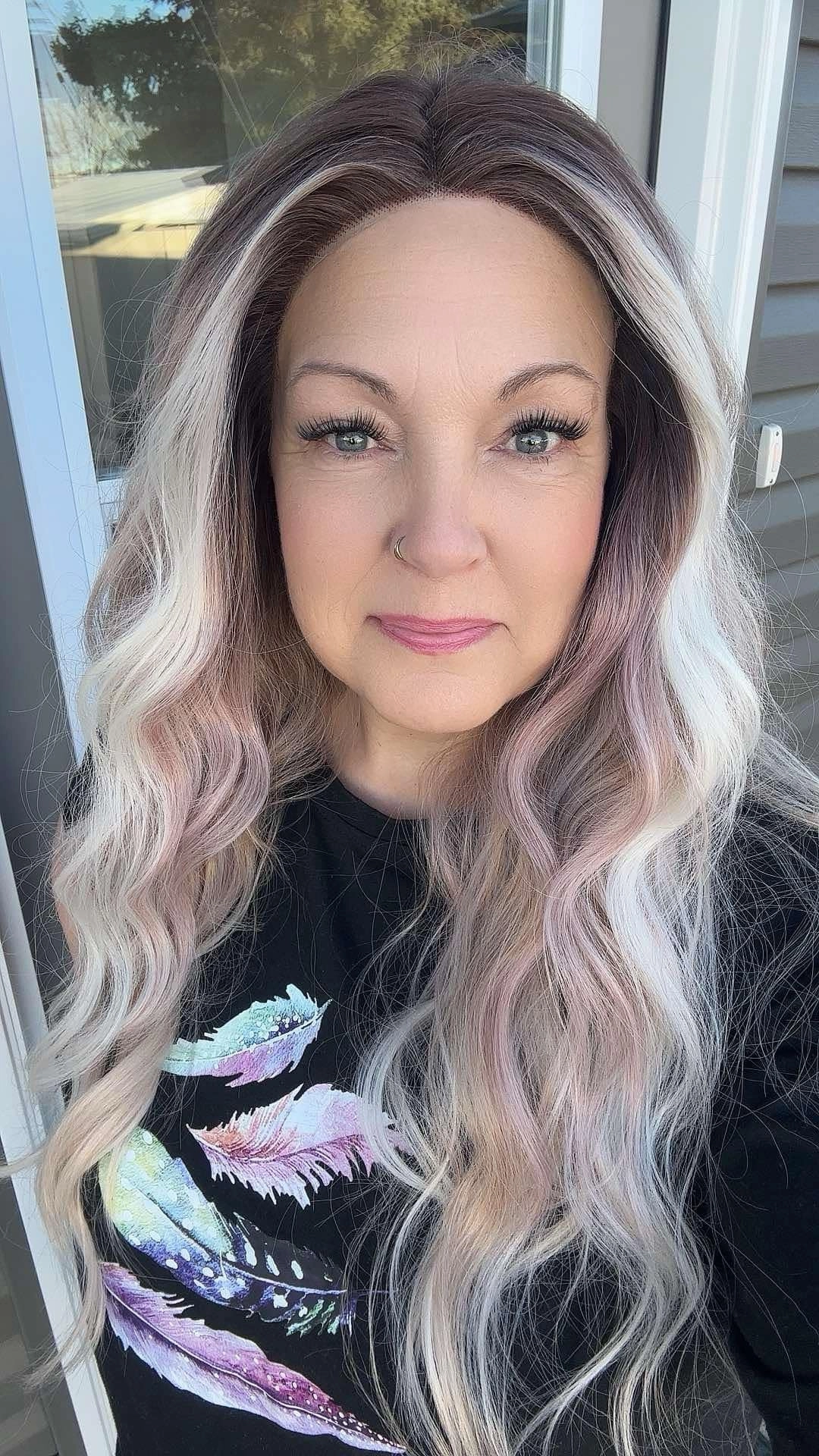 Brenda Collection-Jamie-ombre color with curly hairstyle 22 inches T-part lace front wig