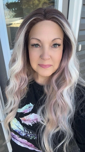 Brenda Collection-Jamie-ombre color with curly hairstyle 22 inches T-part lace front wig