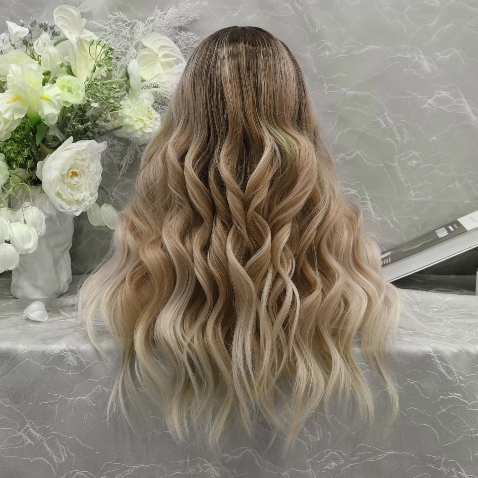 Brenda Collection-Jamie-ombre color with curly hairstyle 22 inches T-part lace front wig