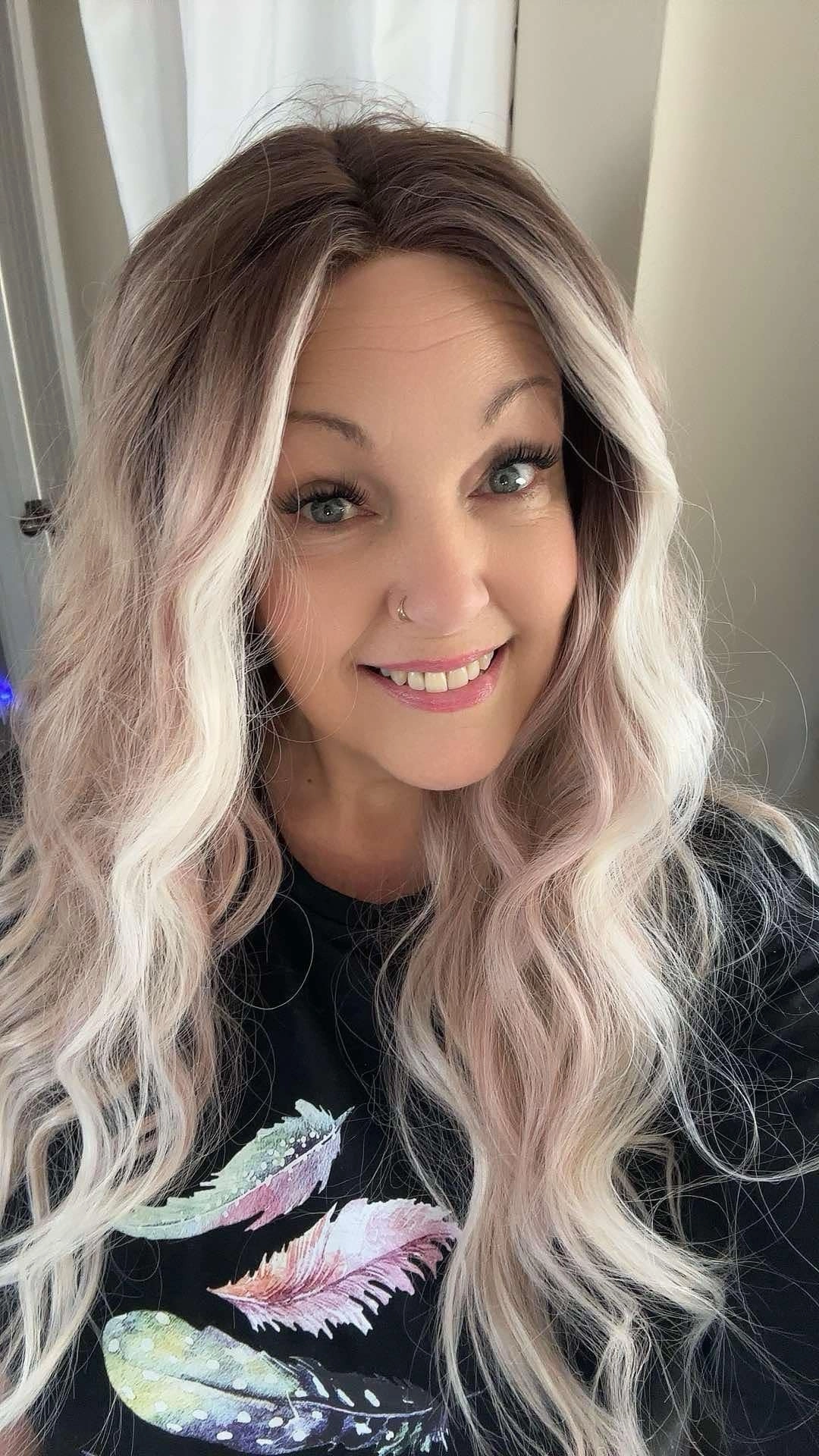 Brenda Collection-Jamie-ombre color with curly hairstyle 22 inches T-part lace front wig