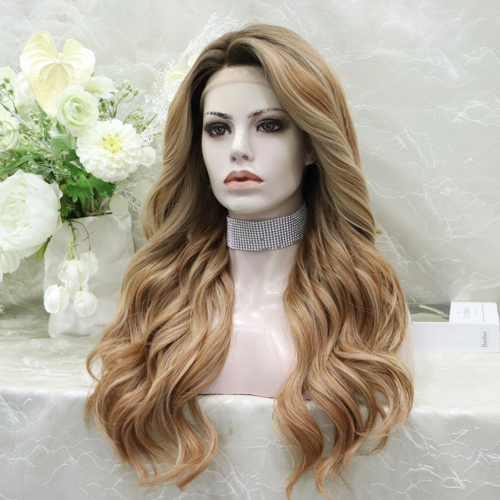 Brenda Collection Susan 13*4 free parting lace front wigs light brown with highlight curly hair style