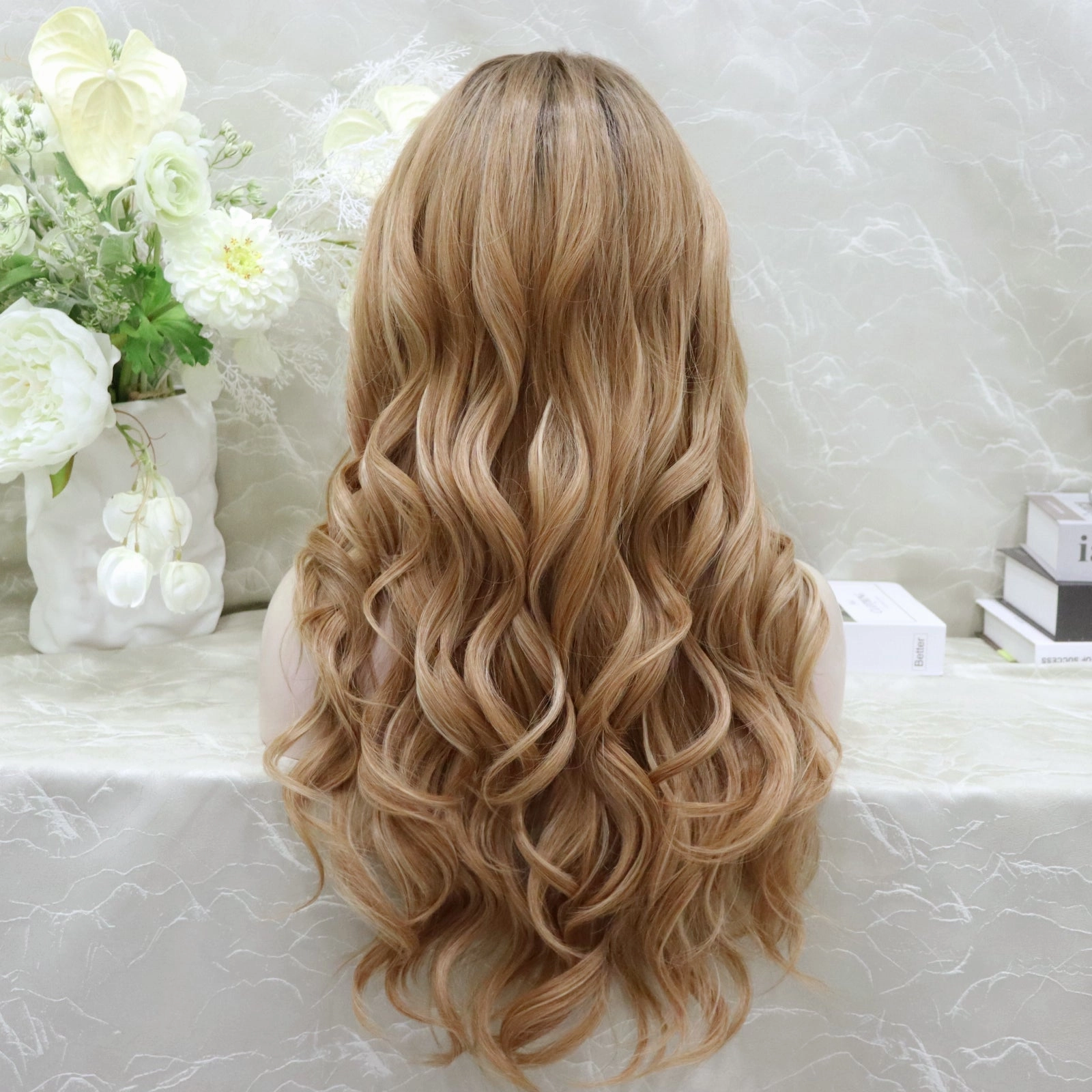 Brenda Collection Susan 13*4 free parting lace front wigs light brown with highlight curly hair style