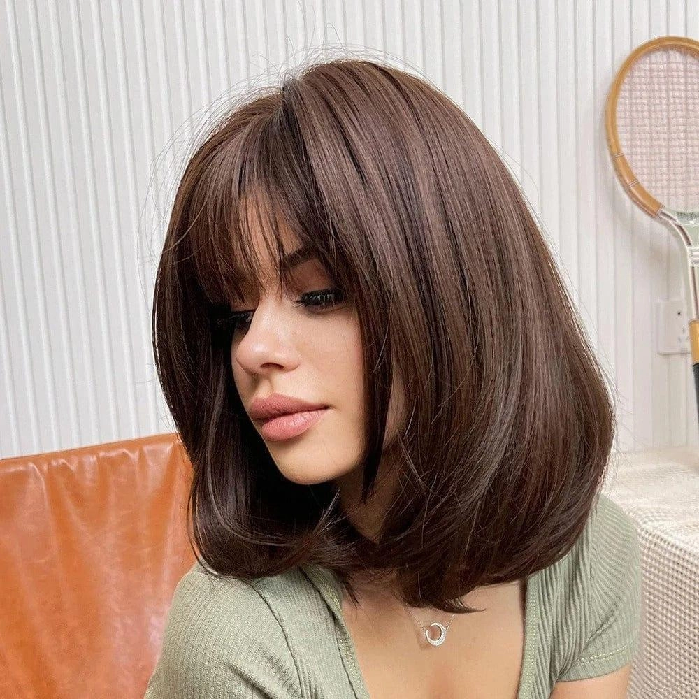 Brown Bob Wig with Bangs