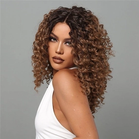 Brown Curly Lace Front Wig