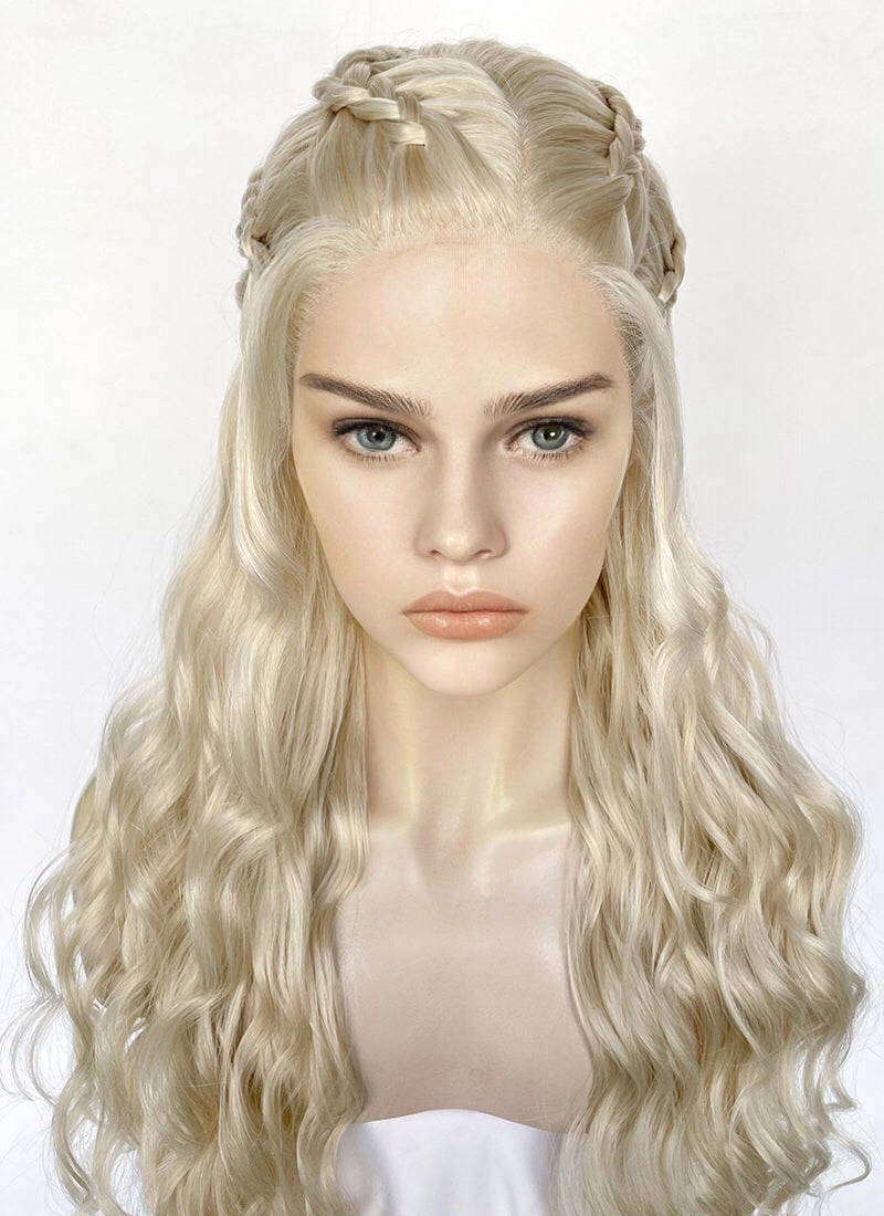 Game of Thrones Daenerys Targaryen Light Ash Blonde Braided Lace Front Synthetic Wig LF2158