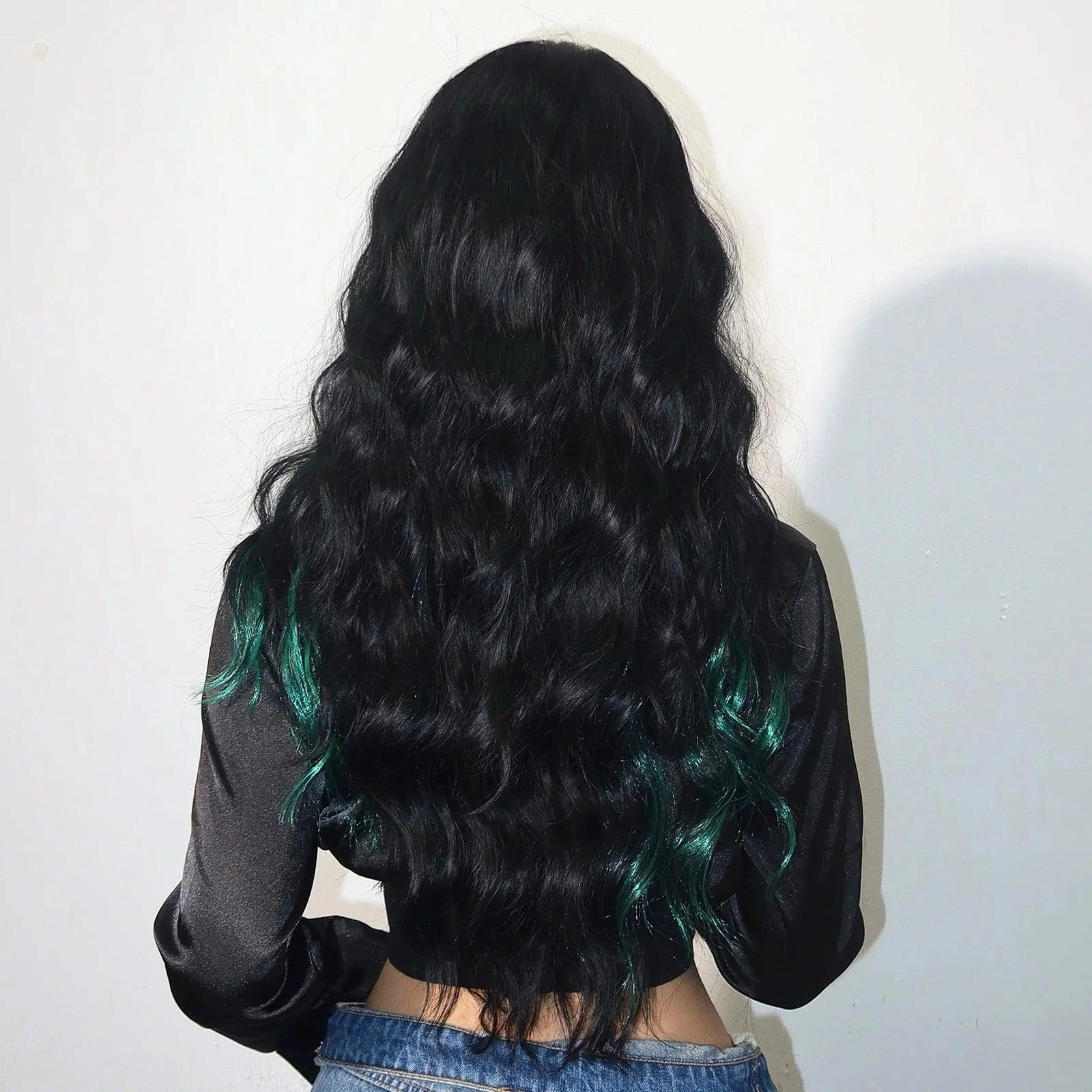 Green and Black Wig