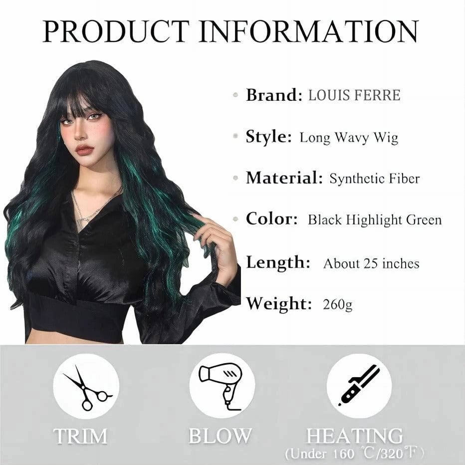 Green and Black Wig