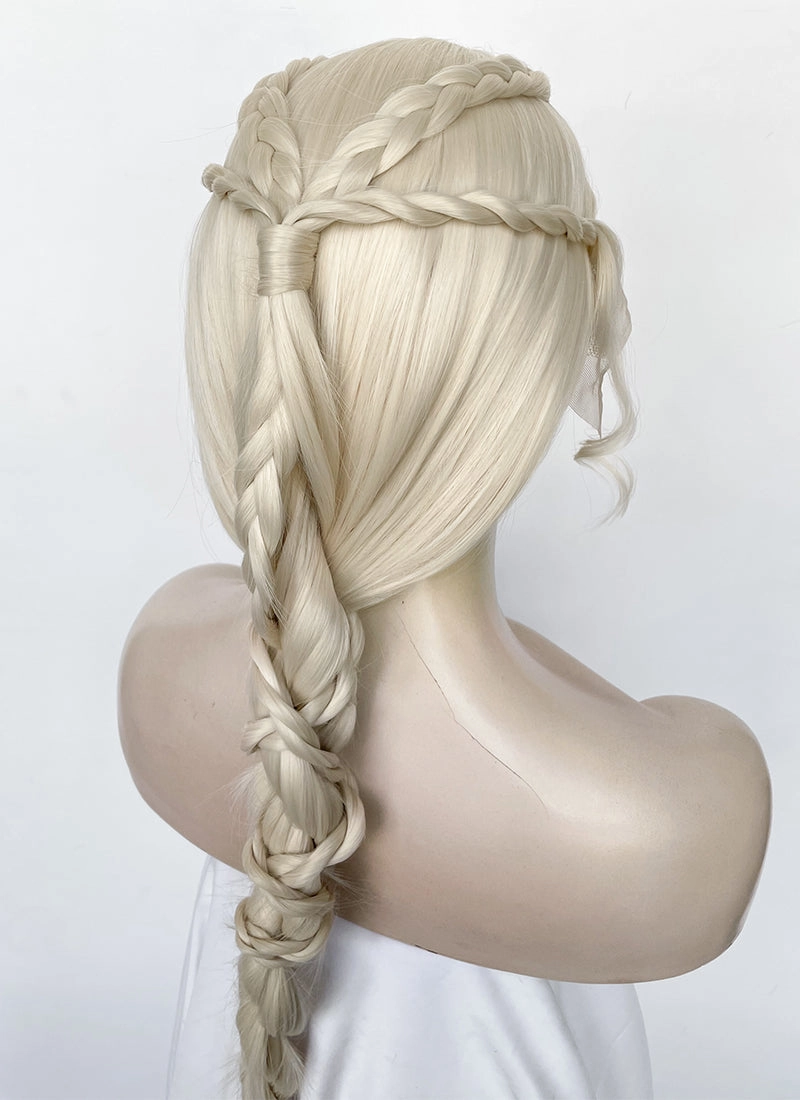 House of the Dragon Queen Rhaenyra Targaryen Platinum Blonde Braided Lace Front Synthetic Wig LF2169