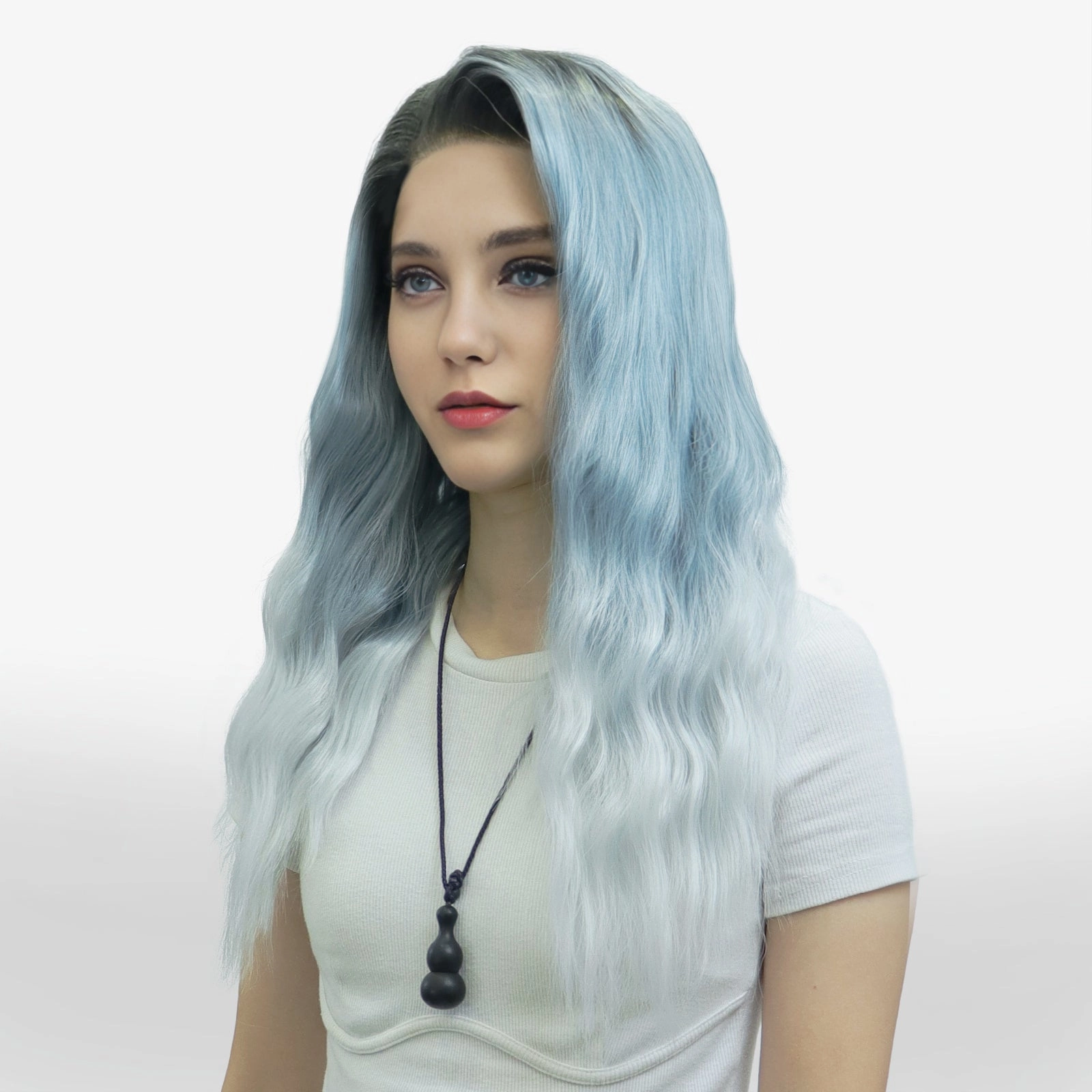 IMstyle Ali Blue ombre 13*3 lace Front water Wave natral rooting Glueless Synthetic lace Wigs-W192-2405