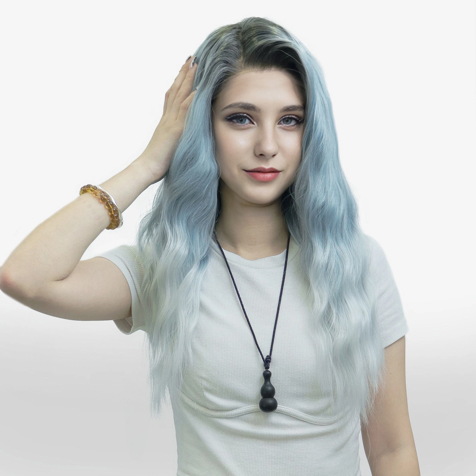 IMstyle Ali Blue ombre 13*3 lace Front water Wave natral rooting Glueless Synthetic lace Wigs-W192-2405