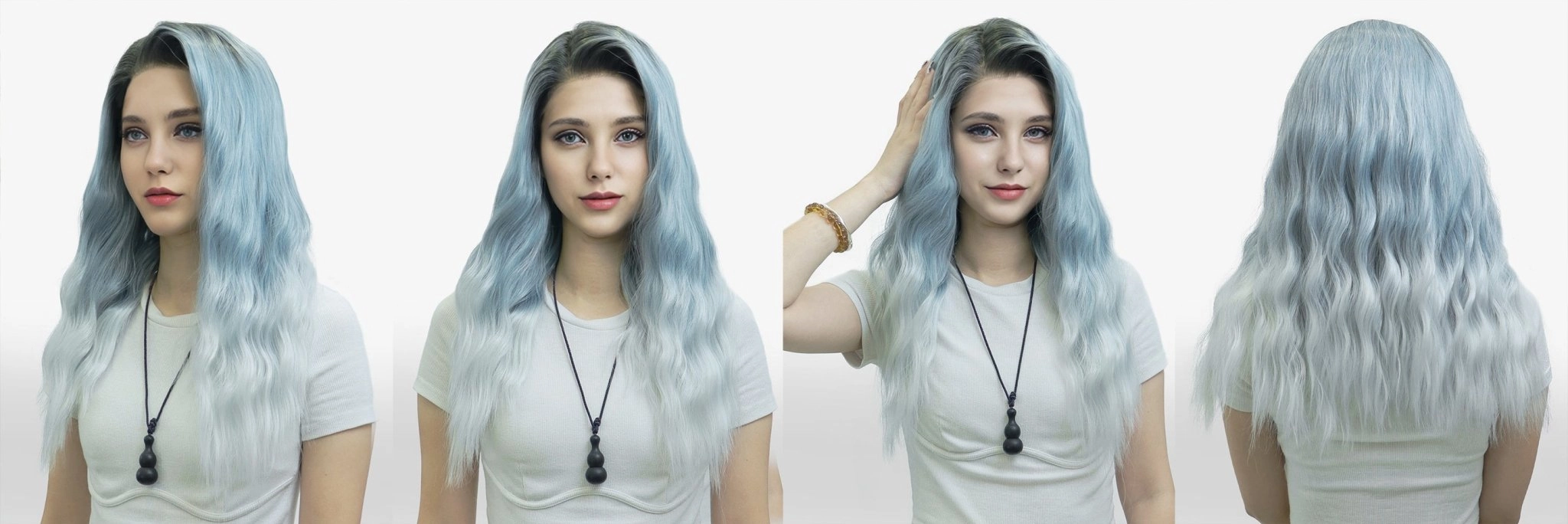 IMstyle Ali Blue ombre 13*3 lace Front water Wave natral rooting Glueless Synthetic lace Wigs-W192-2405