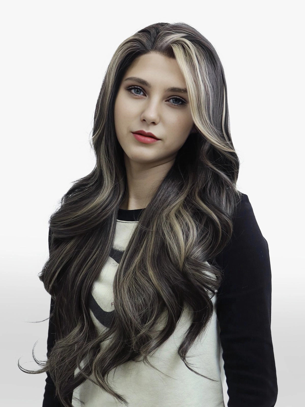 IMstyle Chrissy Tea Black with Highlight 28inches layer Cut Free part Lace Front Wig Daily-F100-2450
