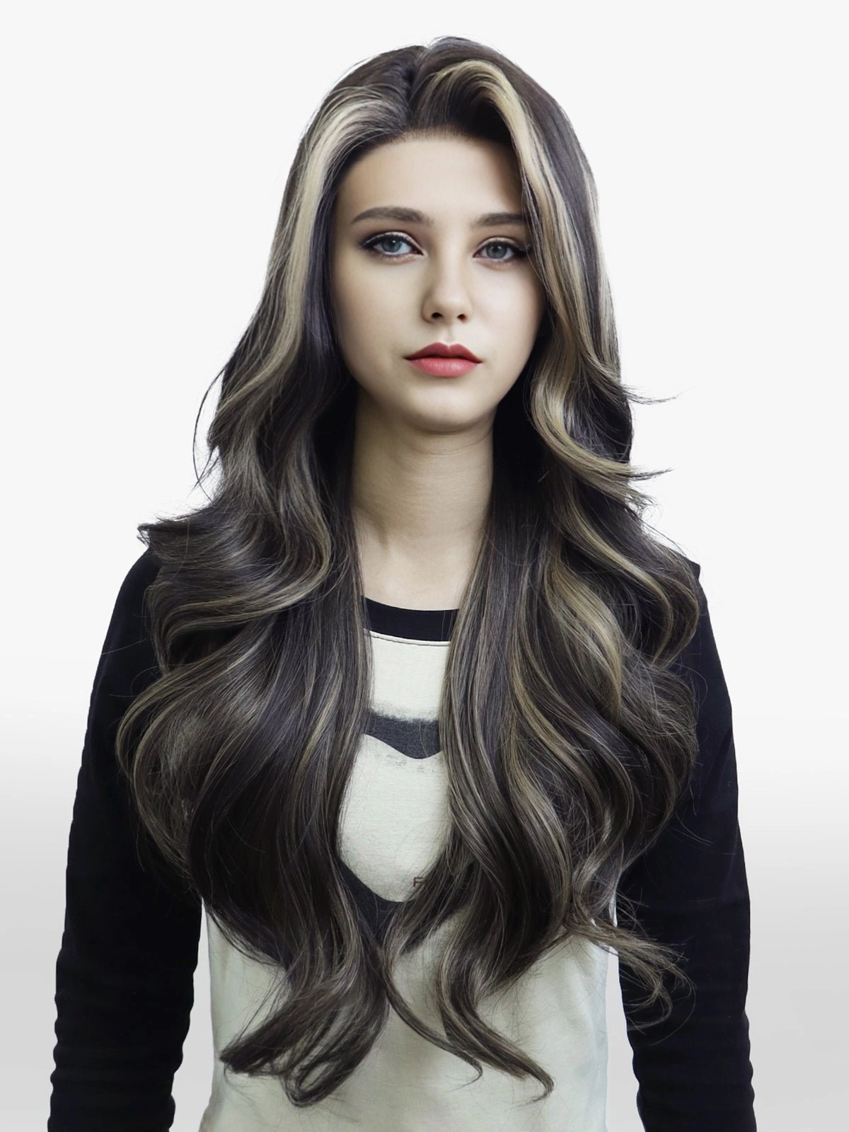 IMstyle Chrissy Tea Black with Highlight 28inches layer Cut Free part Lace Front Wig Daily-F100-2450