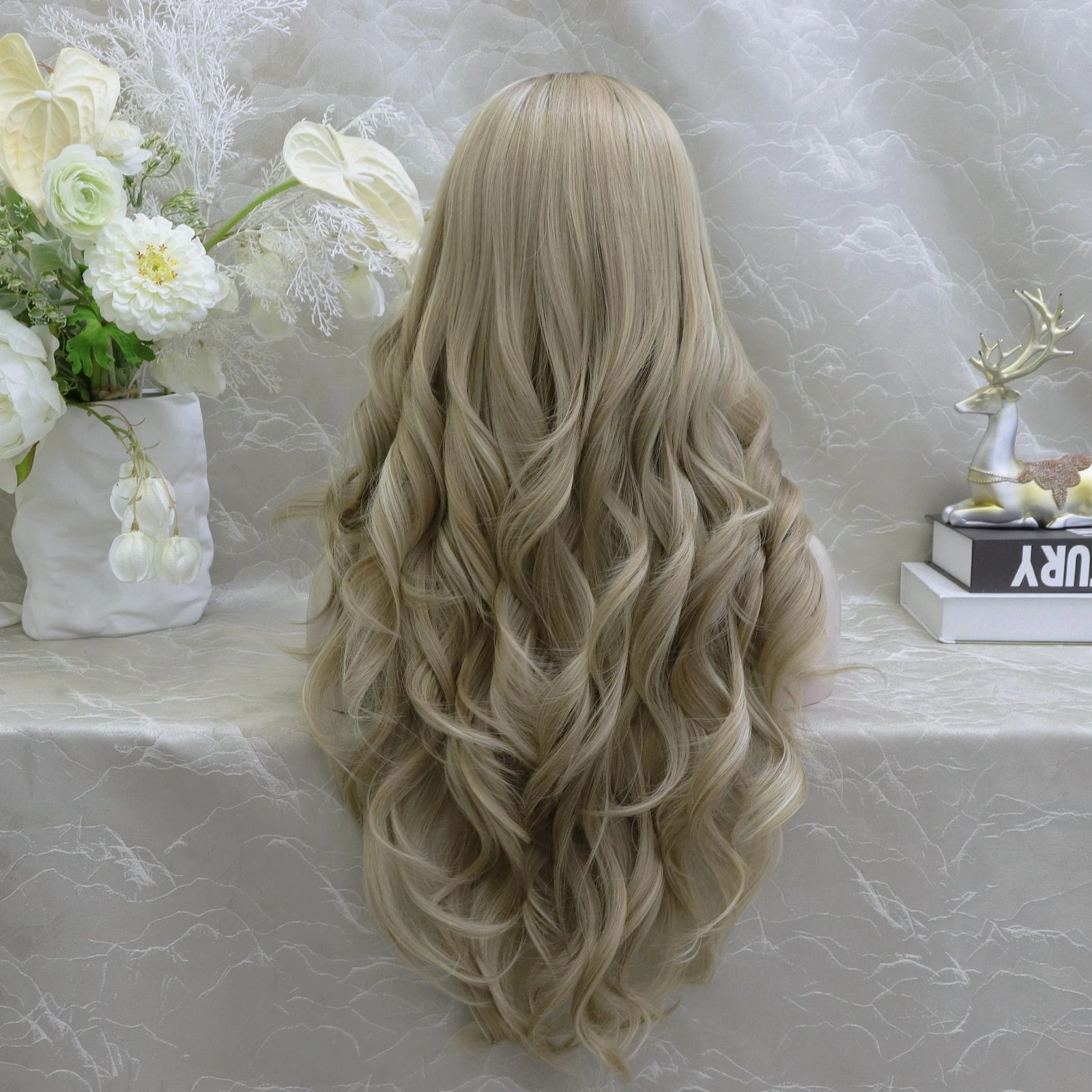 IMstyle Credence13*4 free parting lace front pre pluck wig light blonde with dark rooting layer cut with big curls daily wig F100-2410(13X4)