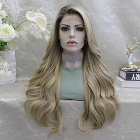 IMstyle Credence13*4 free parting lace front pre pluck wig light blonde with dark rooting layer cut with big curls daily wig F100-2410(13X4)