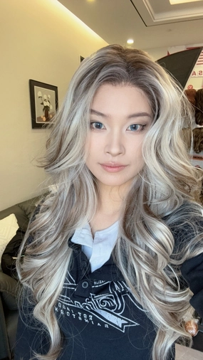 IMstyle New Kayla Siver with Brown highlight Big layer lace wig 13*4 free Parting Daily Dating Wig-F100-1T2183-C13X4