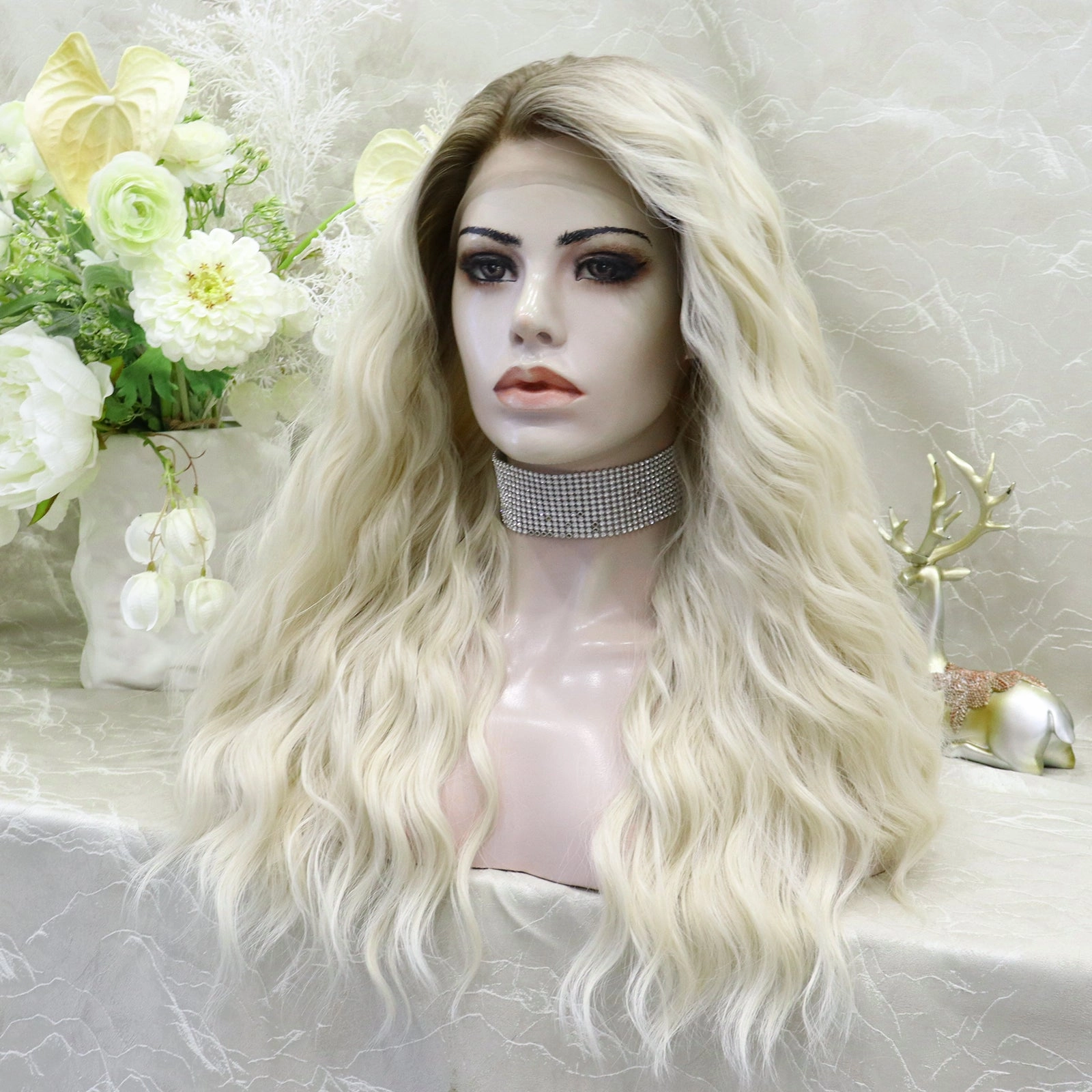 IMstyle Tricia 24inches Water wave Blonde with Dark Root Natrual 13*3 lace Front Synthetic Wig