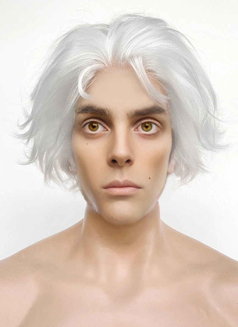 League of Legends LOL Arcane Viktor White Wavy Lace Front Synthetic Men's Wig LF8024