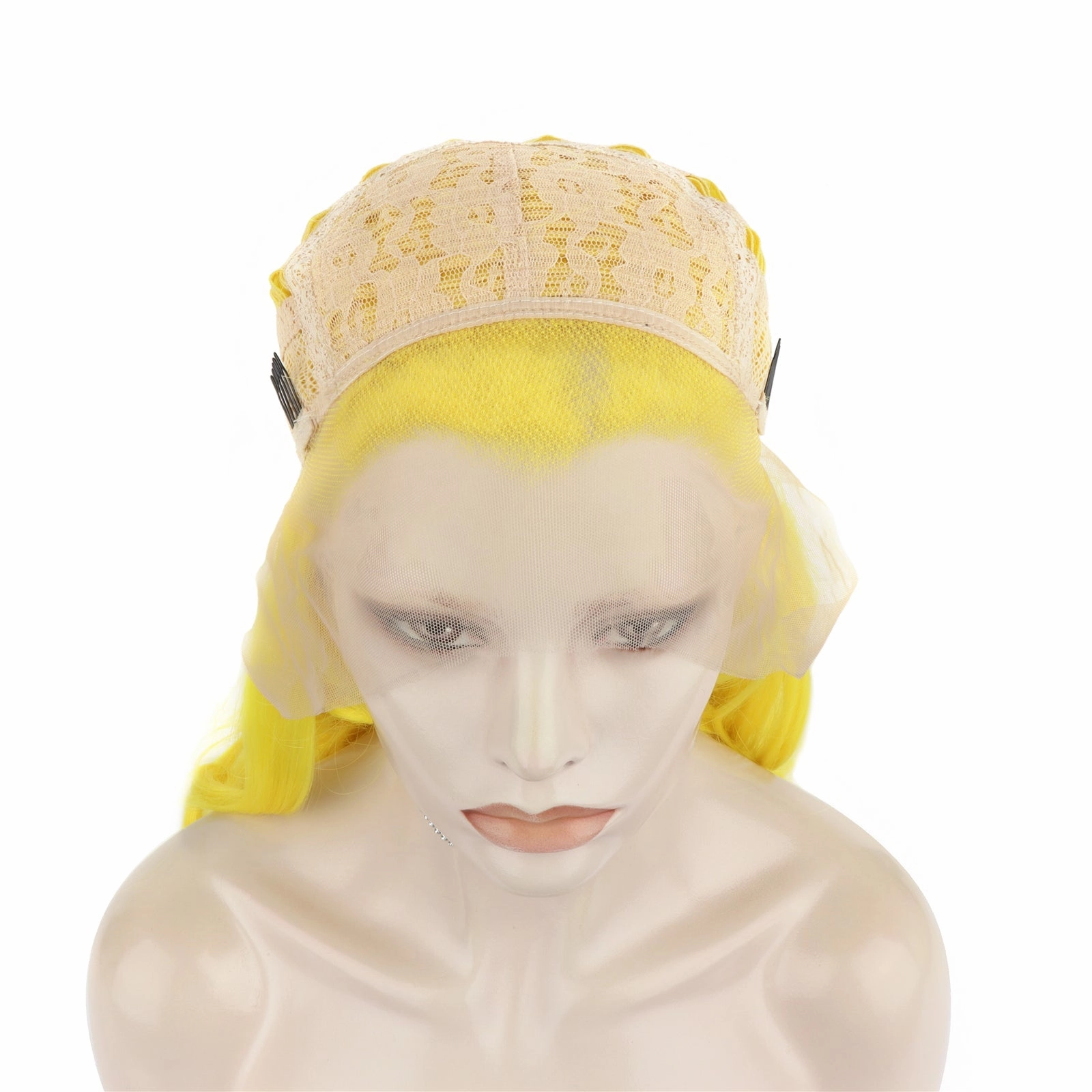 Lemon Soda - Neon Yellow Long Synthetic Lace Front Wig For Drag