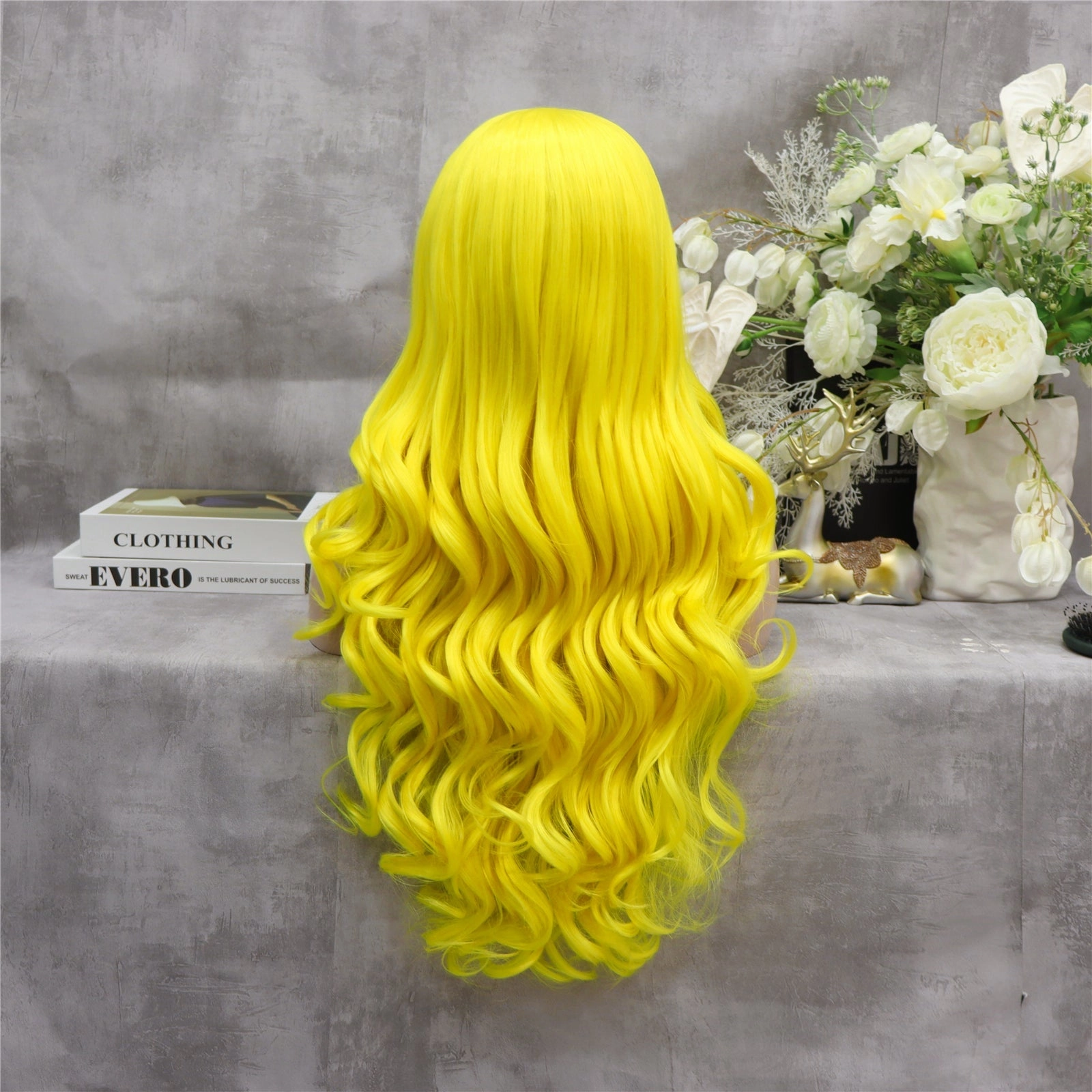 Lemon Soda - Neon Yellow Long Synthetic Lace Front Wig For Drag