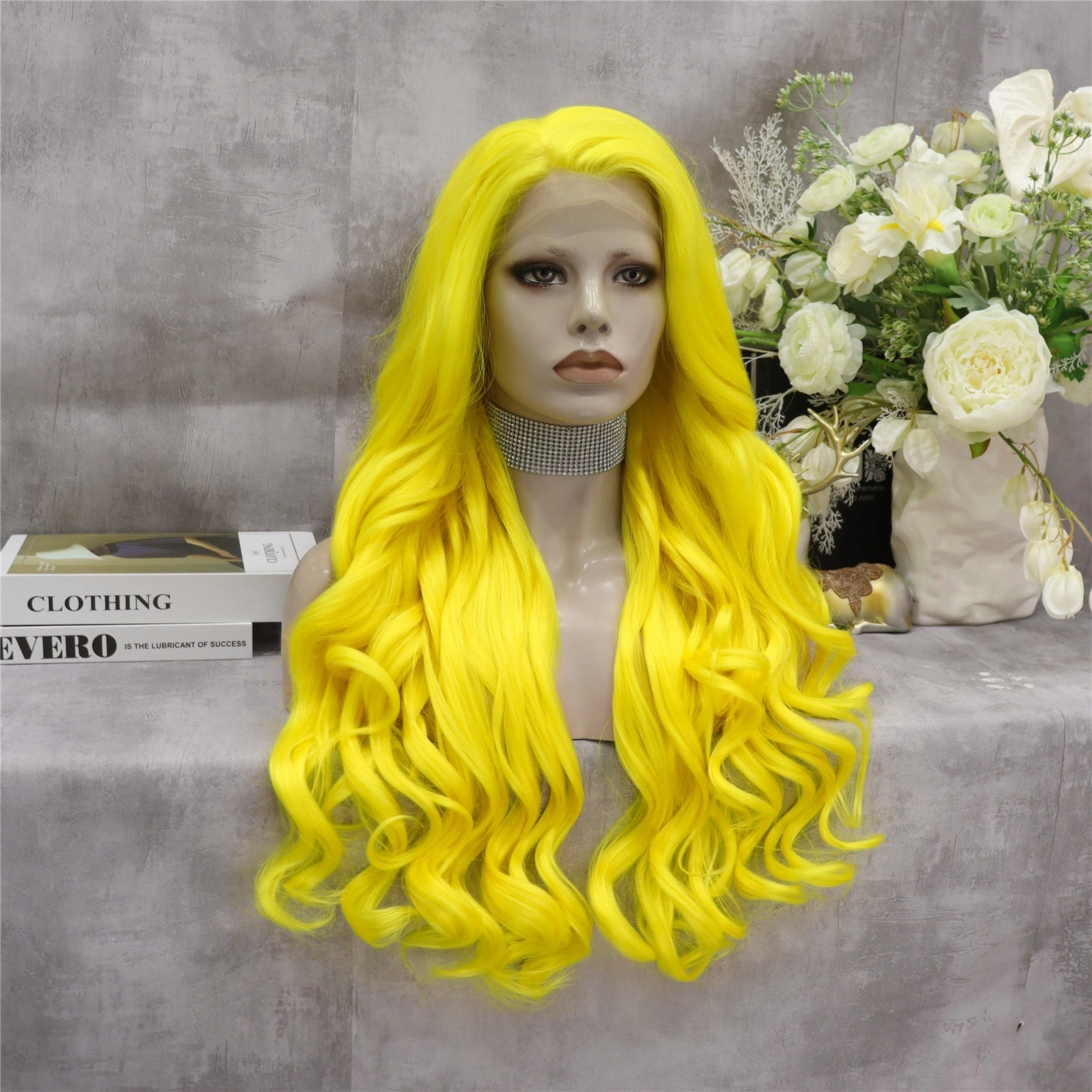 Lemon Soda - Neon Yellow Long Synthetic Lace Front Wig For Drag