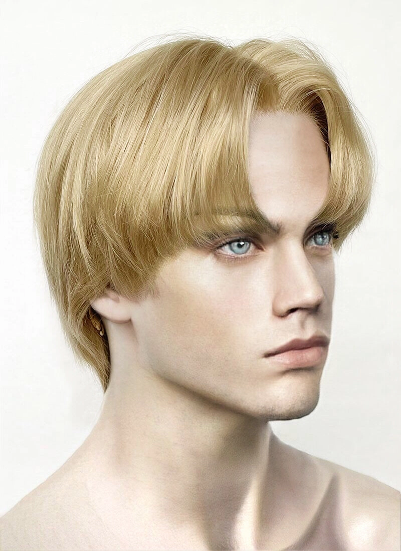 Light Ash Blonde Straight Lace Front Synthetic Men's Wig LF6020