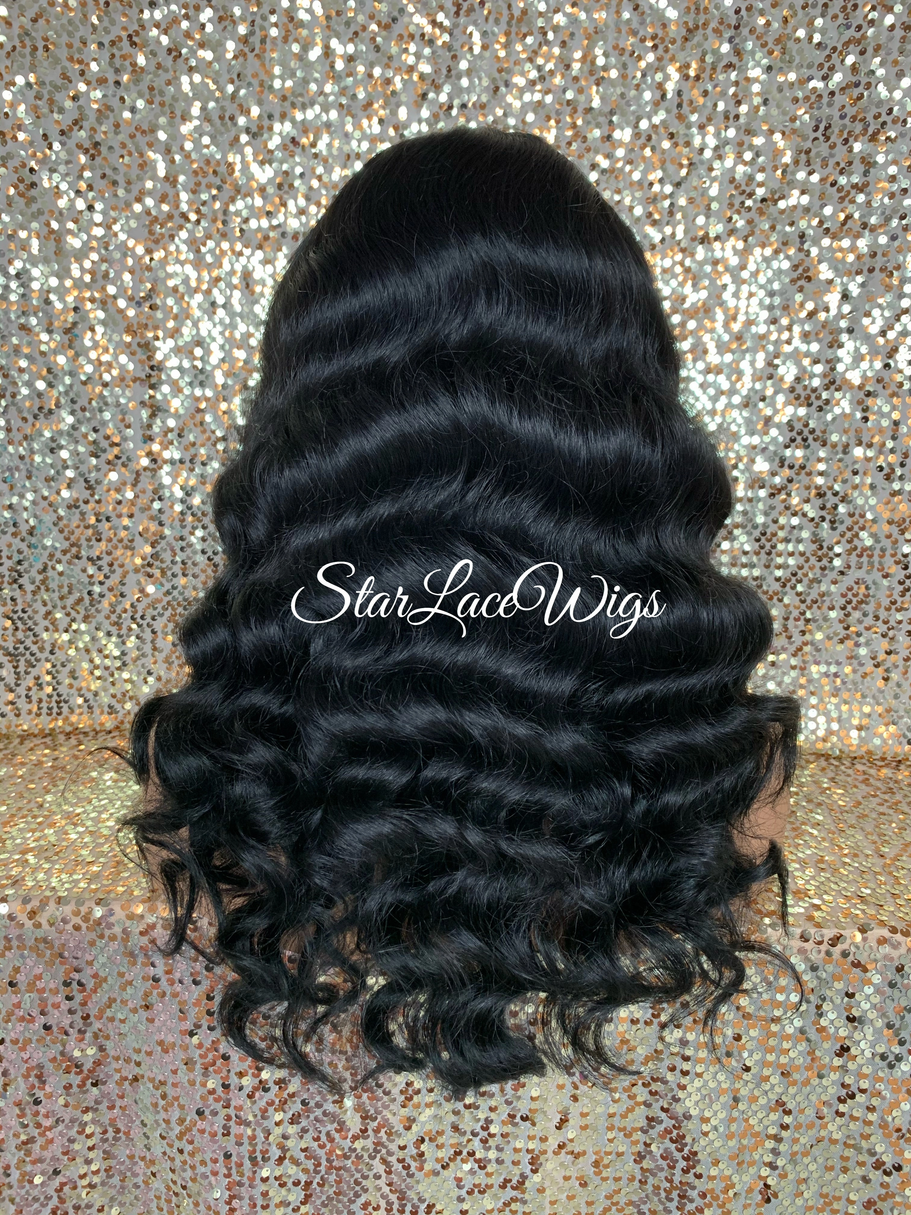 Long Wavy Lace Front Wig (6x13) Parting Space Body Wave Black - Faith