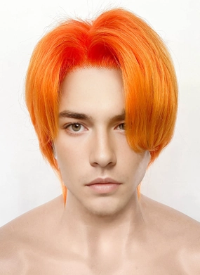 Mixed Orange Straight Lace Front Synthetic Men's Wig LF6110