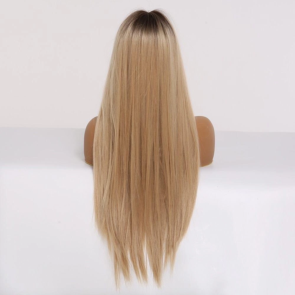 Ombre Blonde Wig with Bangs