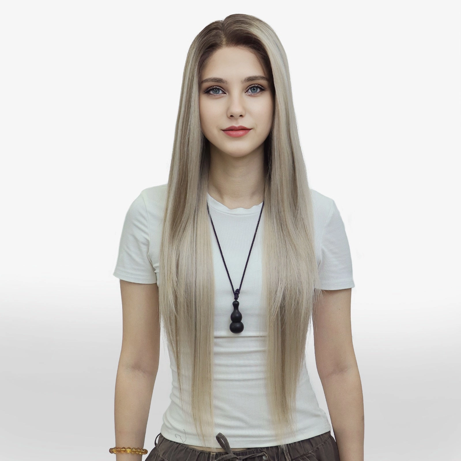 ON-SALE ALEXA Pre-Cut 9*6 lace front wig Glueless futura Fiber lace Wig Brown creamy highlight 26inches