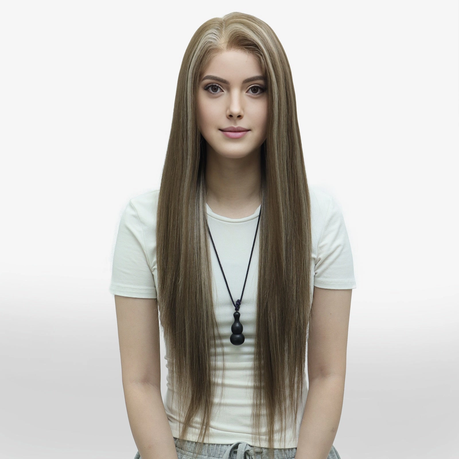 ON-SALE ALEXA Pre-Cut 9*6 lace front wig Glueless futura Fiber lace Wig Brown creamy highlight 26inches