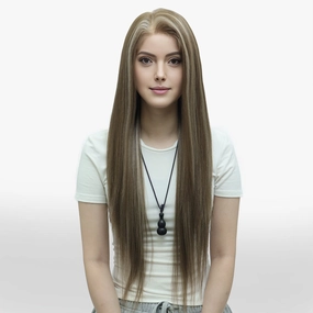 ON-SALE ALEXA Pre-Cut 9*6 lace front wig Glueless futura Fiber lace Wig Brown creamy highlight 26inches