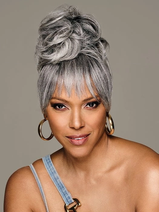 Sleek Style Bun & Bangs | Synthetic Hairpiece