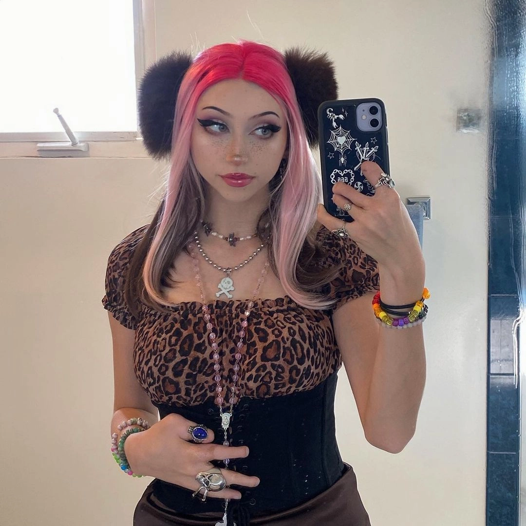Spice Girls Pink Coral Ombre with Dark Brown Hidden Hair Shoulder Straight Lace Front Wig