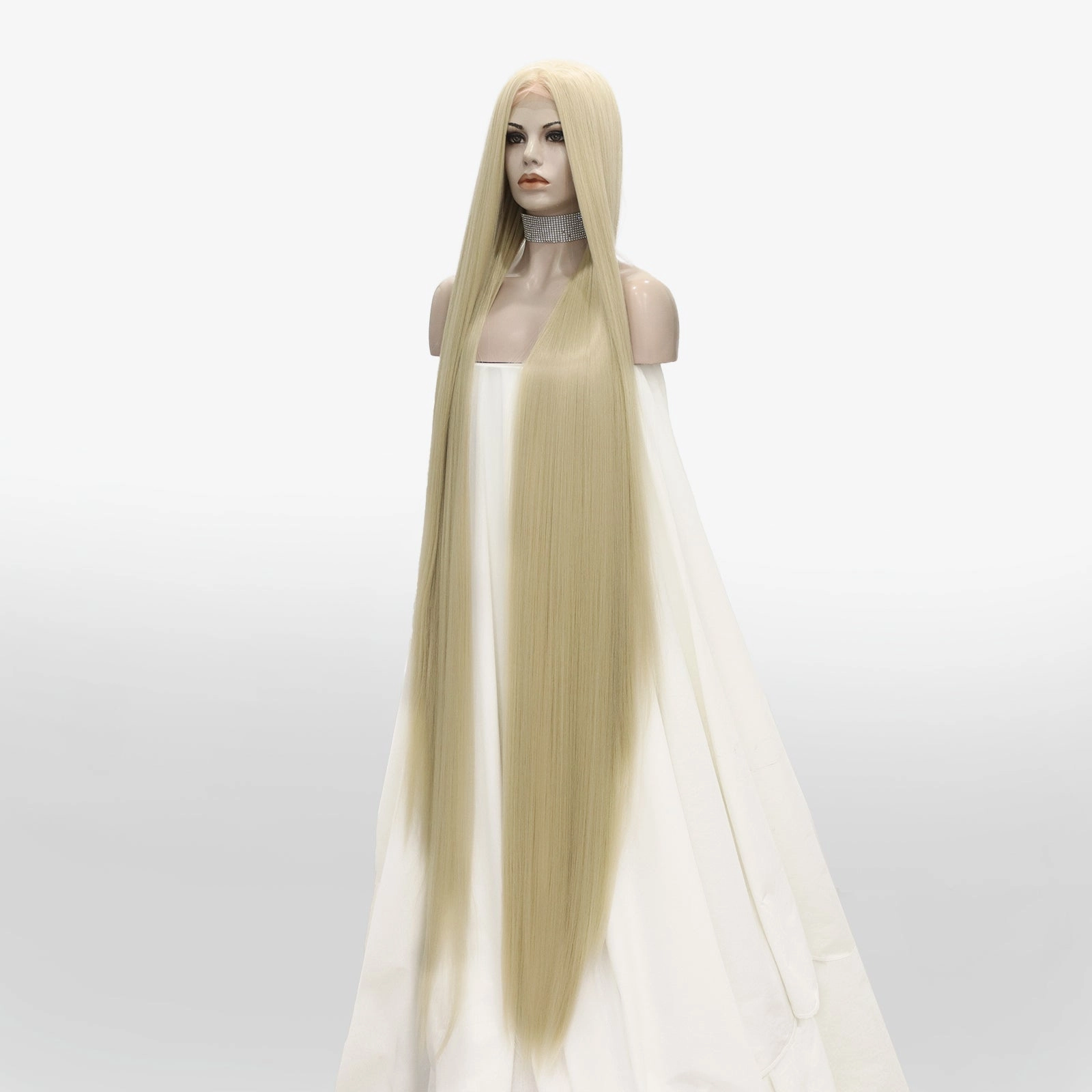 Super 60 inch Long #613 Blonde Silky Straight Synthetic Lace Front Wig