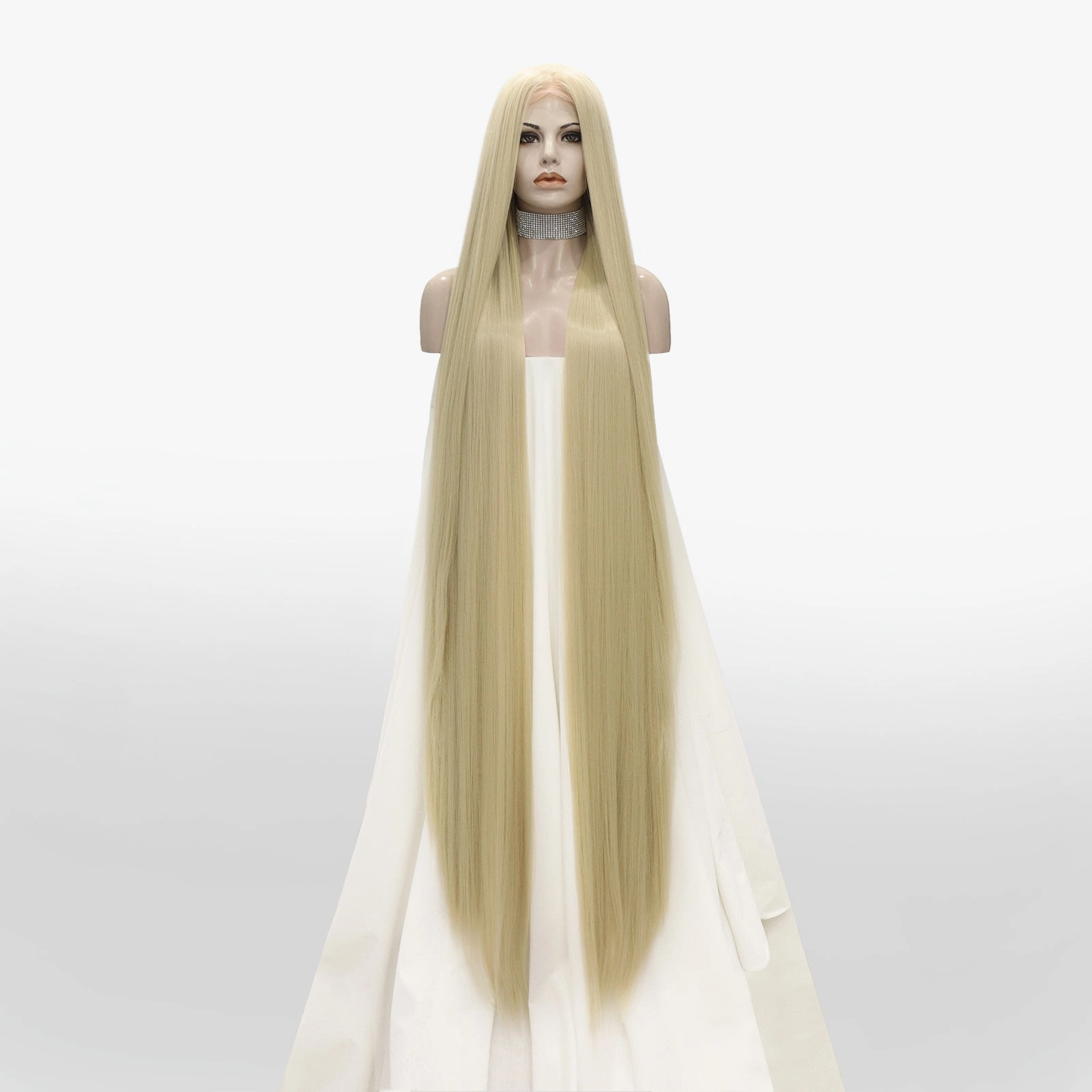 Super 60 inch Long #613 Blonde Silky Straight Synthetic Lace Front Wig
