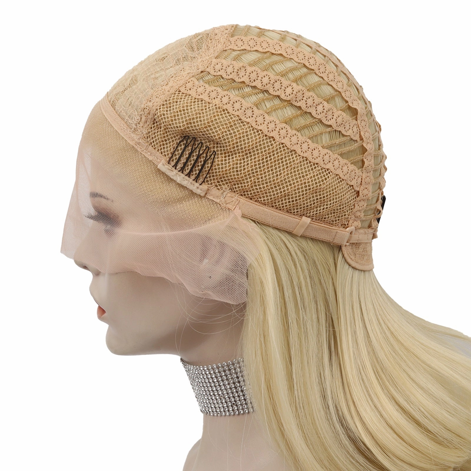 Super 60 inch Long #613 Blonde Silky Straight Synthetic Lace Front Wig