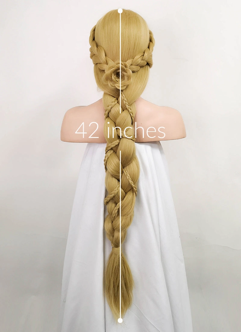 Tangled Rapunzel Blonde Braided Yaki Lace Front Synthetic Wig LF2086