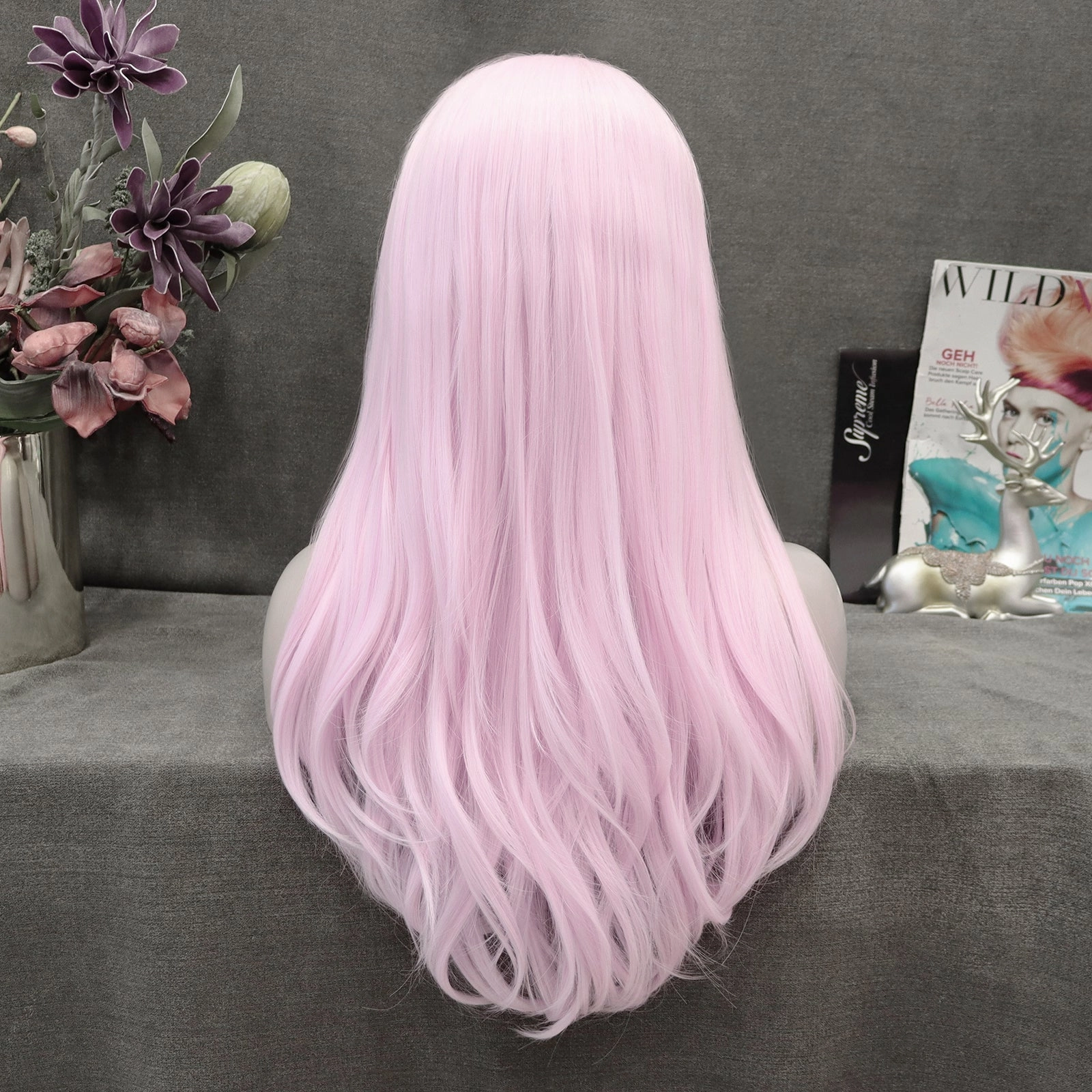 Tulip Pink Wavy Synthetic 13*2 Lace Front Wig
