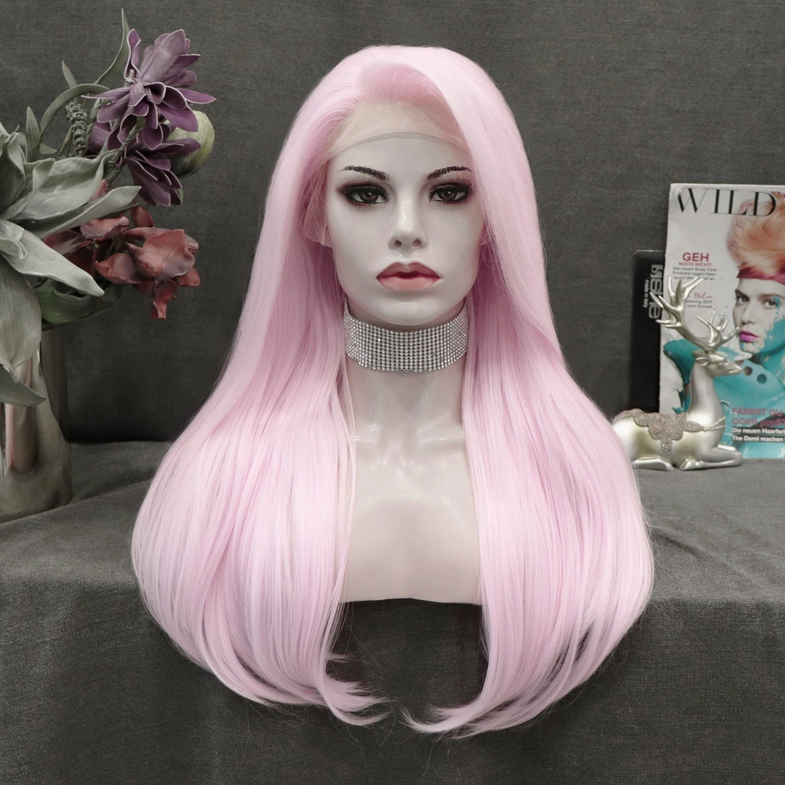 Tulip Pink Wavy Synthetic 13*2 Lace Front Wig