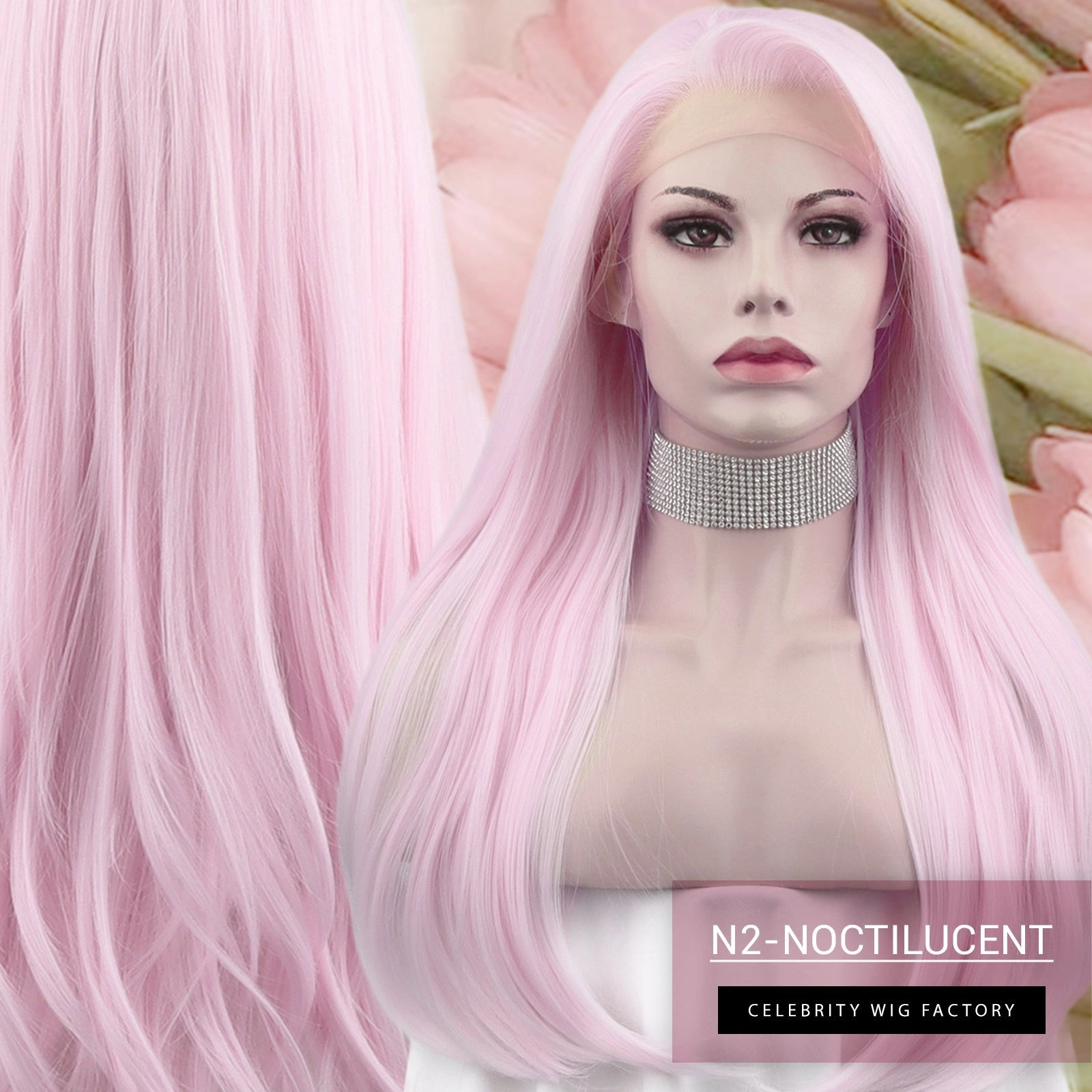 Tulip Pink Wavy Synthetic 13*2 Lace Front Wig