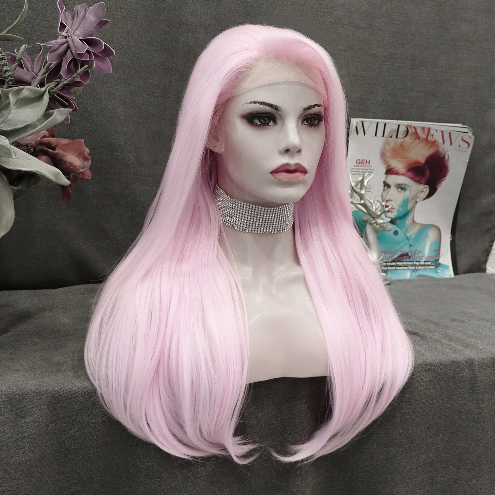 Tulip Pink Wavy Synthetic 13*2 Lace Front Wig
