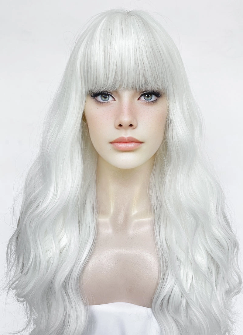 White Wavy Synthetic Hair Wig NS566