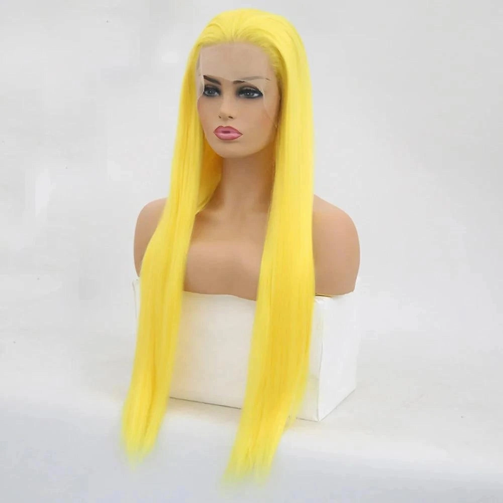 Yellow Synthetic Lace Front Wig